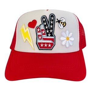 Team USA Red and White Trucker Hat with Patches